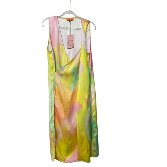 NWT Stine Goya Hedy Satin‎ Fireworks Print Draped Sleeveless Dress Size M - Picture 6 of 16